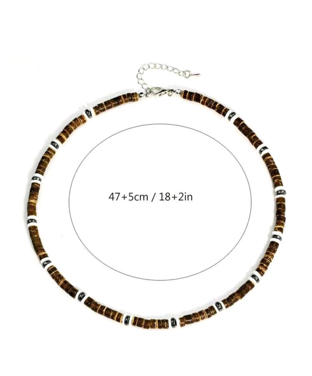 Coconut Shell and Bead Necklace Tropical Style