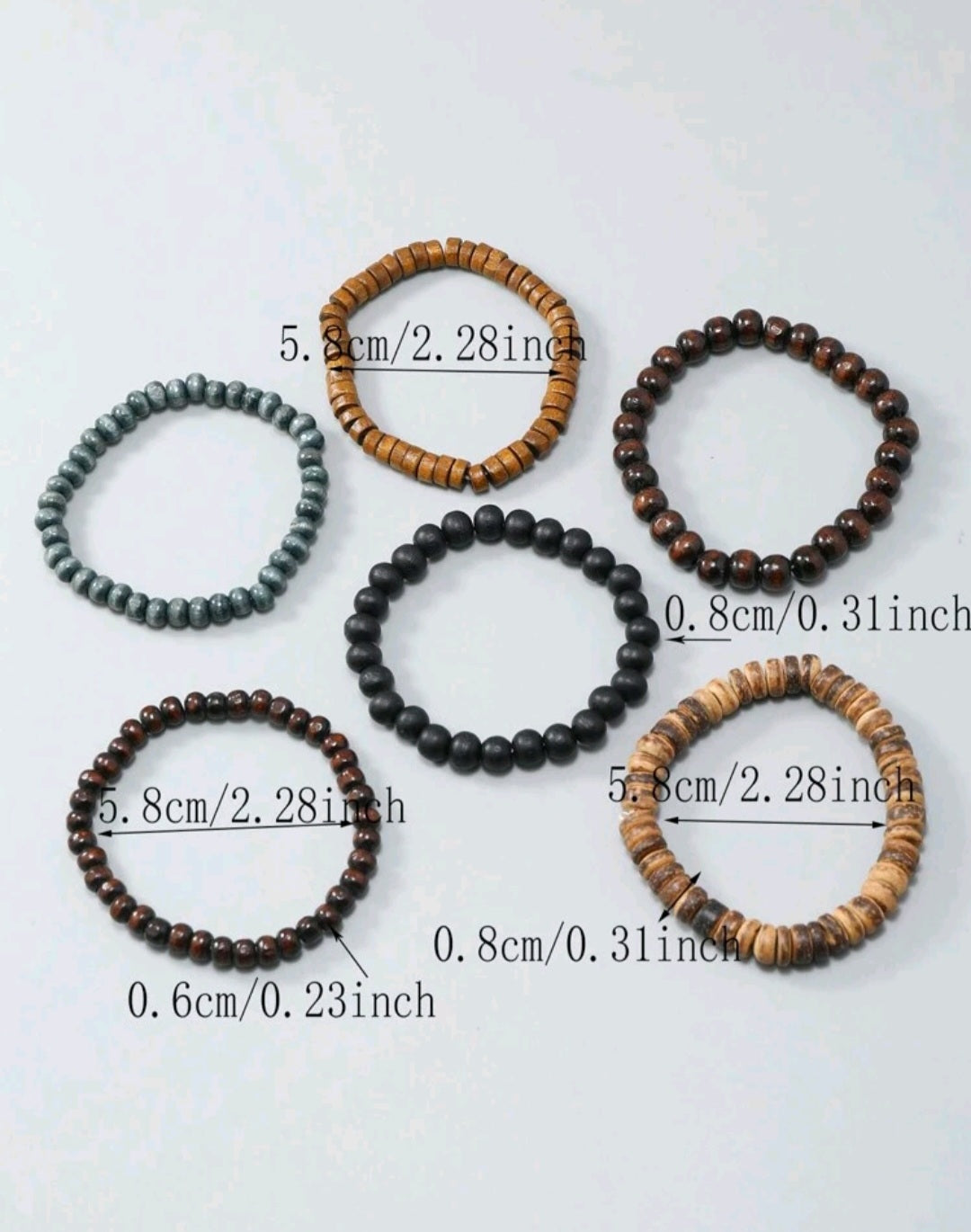 6pcs Mens Bead Bracelets